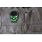 Green Skull Patch, Biker Skull Patches shown on leather vest