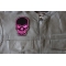 Pink Skull Patch, Biker Skull Patches shown on leather vest