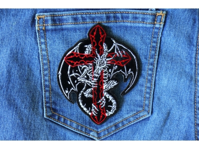 Dragon Skeleton and Cross Small Patch
