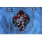 Dragon Skeleton and Cross Patch shown on jeans