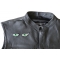 Green Eyes Patch - 2x0.8 inch - Embroidered Iron on Patch shown on leather vest