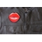 Kissing Lips Patch - 4x3.6 inch - Embroidered Iron on Patch shown on leather vest