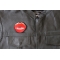 Kissing Lips Small Patch - 3x2.7 inch - Embroidered Iron on Patch shown on leather vest
