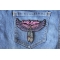 Lady Rider Wings and Feather Small Patch shown on jeans