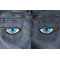 Medium Blue Eyes Patches shown on jeans