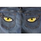 Medium Yellow Eyes Patches Medium Yellow Eyes Iron on Patch shown on jeans