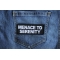 Menace to Serenity Funny Iron on Patch shown on jeans