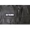 No Thanks Patch - 4x1.5 inch - Embroidered Iron on Patch shown on leather vest
