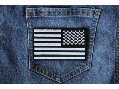 Reversed US Flag Black White Patch 4 Inch | Embroidered Patches