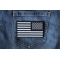 Reversed US Flag Black White Patch 4 Inch | Embroidered Patches Reversed US Flag Black White Patch 4 Inch shown on jeans