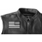 Reversed US Flag Black White Patch 4 Inch | Embroidered Patches Reversed US Flag Black White Patch 4 Inch - 4x2.5 inch. Embroidered Iron on Patch shown on leather vest