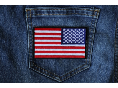 Reversed US Flag Patch 4 Inch Black Border | Embroidered Patches
