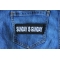 Sunday is Gunday Patch shown on jeans