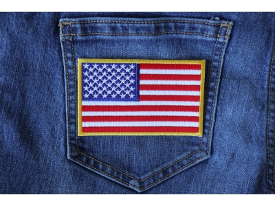 Us Flag Patch 4 Inch Yellow Border | Embroidered Patches Us Flag Patch 4 Inch Yellow Border | Embroidered Patches