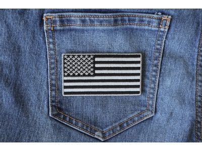 US Flag Patch Black And Gray 3.5 Inch