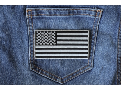 US Flag Patch Black And Gray 4 Inch