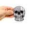 Gray USA Flag Skull Patch Small American Flag Skull Patch, Skull Patches shown on hand for size comparison