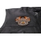 Old Skool Biker Patch Old Skool Motorcycle Skeleton Patch, Biker Skull Patches shown on leather vest