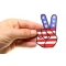 Peace Hand Sign with American Flag Patch Peace Hand Sign with American Flag Patriotic Iron on Patch shown on hand for size comparison