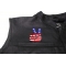 Peace Hand Sign with American Flag Patch Peace Hand Sign with American Flag Patch - 2.1x3.5 inch. Embroidered Iron on Patch shown on leather vest