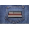 Subdued US Flag With Red Stripe Patch | Embroidered Patches Subdued US Flag With Red Stripe Patch shown on jeans