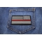 Thin Red Line American Flag Reversed Patch | Embroidered Patches Thin Red Line American Flag Reversed Patch shown on jeans