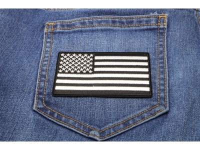 US Flag Patch Black And White 3.5 Inch
