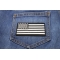 US Flag Patch Black And White 3.5 Inch US Flag Patch Black and White 3.5 Inch shown on jeans