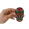 Flower Skull Black Patch Flower Skull Patch, Skull Patches shown on hand for size comparison