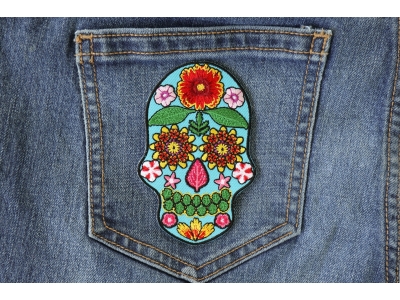 Flower Skull Blue Patch