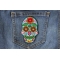 Flower Skull Blue Patch Flower Skull Patch shown on jeans