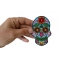 Flower Skull Blue Patch Flower Skull Patch, Skull Patches shown on hand for size comparison