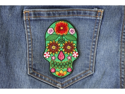 Flower Skull Green Patch