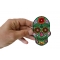 Flower Skull Green Patch Flower Skull Patch, Skull Patches shown on hand for size comparison