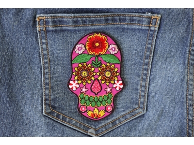 Flower Skull Pink Patch