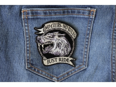 No Clubs No Rules Just Ride Wolf Patch