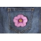 Purple Flower Patch Purple Flower Iron on Patch shown on jeans