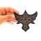 Christian Biker Cross Patch shown on hand for size comparison