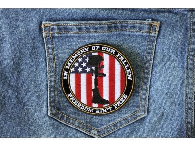 Freedom Ain't Free In Memory of Our Fallen Boot Rifle Helmet Patch
