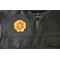 Orange Yellow Flower Patch Orange Yellow Flower Patch - 3x3 inch. Embroidered Iron on Patch shown on leather vest