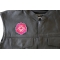 Pink Flower Patch Pink Flower Patch - 2.8x3 inch. Embroidered Iron on Patch shown on leather vest