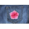 Pink Flower Petal Patch shown on jeans