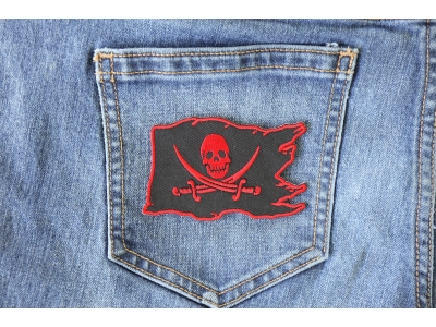 Pirate Skull Patch Red
