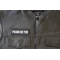 Pound Me Too Patch - 4x1.5 inch. Embroidered Iron on Patch shown on leather vest
