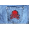 Red Skull and Crossbones small Patch Red Skull and Crossbones Patch shown on jeans