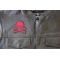 Red Skull and Crossbones small Patch Red Skull and Crossbones Patch, Biker Skull Patches shown on leather vest