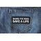 Share The Road Save a Life Patch shown on jeans