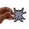 Spider Skull Iron on Patch shown on hand for size comparison
