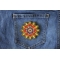 Symmetric Flowers Patch Flower Patch shown on jeans
