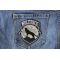 Wolfpack Patch Wolf Howling Moon Silhouette shown on jeans
